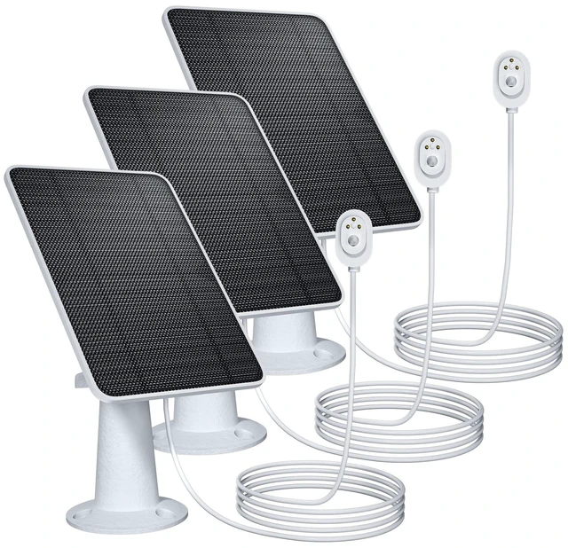 Main image of Upgraded Solar Panel Charging Compatible with Pro 5S, Arlo Pro 4, Pro 3, Pro 3 Floodlight, Ultra 2, Ultra, 4W Solar Panel with 9.8ft Charging Cable, IP65 Waterproof, Includes Secure Wall Mount, 3 Pack