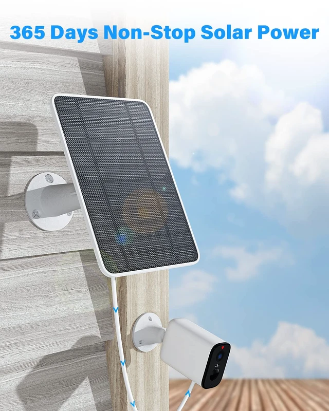 Alt view image 4 of 7 - Upgraded Solar Panel Charging Compatible with Pro 5S, Arlo Pro 4, Pro 3, Pro 3 Floodlight, Ultra 2, Ultra, 4W Solar Panel with 9.8ft Charging Cable, IP65 Waterproof, Includes Secure Wall Mount, 3 Pack