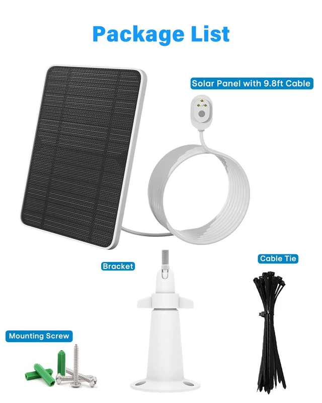 Alt view image 7 of 7 - Upgraded Solar Panel Charging Compatible with Pro 5S, Arlo Pro 4, Pro 3, Pro 3 Floodlight, Ultra 2, Ultra, 4W Solar Panel with 9.8ft Charging Cable, IP65 Waterproof, Includes Secure Wall Mount, 3 Pack