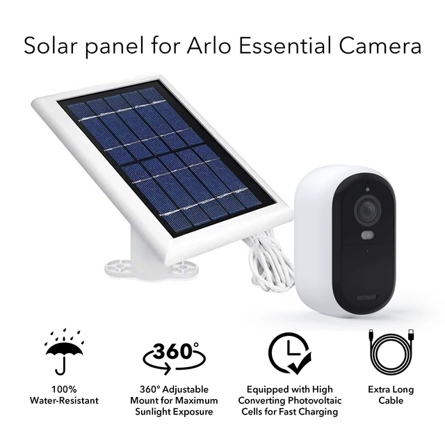 Alt view image 6 of 7 - Wasserstein Solar Panel Compatible with Arlo Essential 2K Outdoor Security Camera (2nd Gen) / XL (2nd Gen) & Essential Spotlight (Camera NOT Included) - (2-Pack, White)