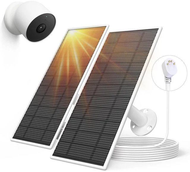 Main image of 5W Solar Panel for Google Nest Camera | 2-Pack Upgraded Solar Charger for Nest Cam Outdoor/Indoor (Battery Version) with 13.1Ft Charging Cable, IP66 Waterproof