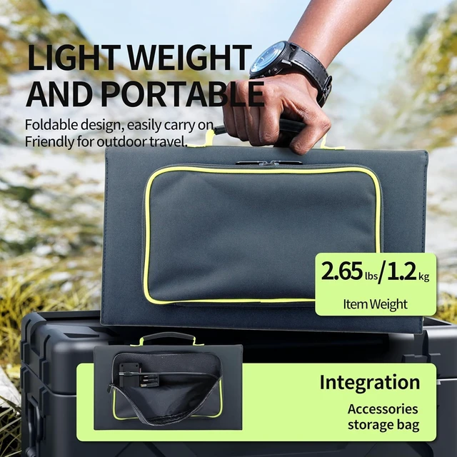 Alt view image 3 of 7 - Greenmagic 40 Watt Portable Solar Panel with USB-A USB-C DC Output Foldable Solar Panel Charger Waterproof Fast Charging for Power Battery Power Station Smart Watches Phones Tablets Laptops etc