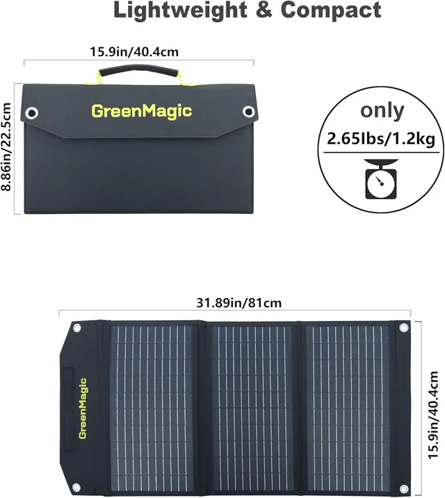 Alt view image 6 of 7 - Greenmagic 40 Watt Portable Solar Panel with USB-A USB-C DC Output Foldable Solar Panel Charger Waterproof Fast Charging for Power Battery Power Station Smart Watches Phones Tablets Laptops etc