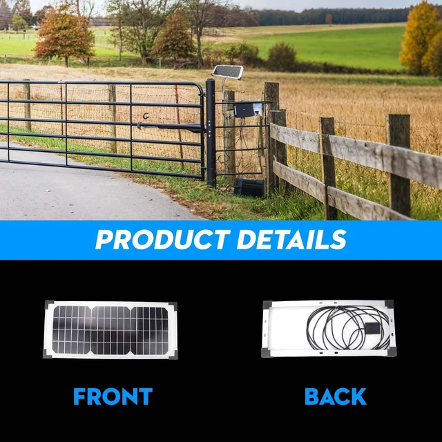 Alt view image 4 of 7 - FM123 10W Solar Panel Kit Compatible with Mighty Mule Gate Openers FM200 | Fits FM350 FM500 FM502 MM360 MM260 MM262 MM560 MM562 EZGO-Solar and Diamond Series