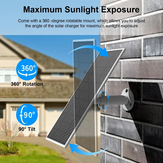 Alt view image 4 of 7 - 5W Solar Panel for Google Nest Camera | 2-Pack Upgraded Solar Charger for Nest Cam Outdoor/Indoor (Battery Version) with 13.1Ft Charging Cable, IP66 Waterproof