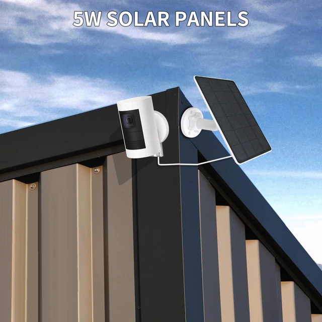 Alt view image 3 of 7 - 2-Pack 5W 6V Solar Panel for Ring Camera, Solar Charger Compatible with Spotlight Cam Plus/Pro(Battery), Stick Up Cam/Pro Spotlight Battery, 13FT Cable with Ring Barrel Adapter to USB-C