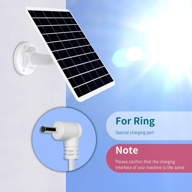 Alt view image 2 of 7 - 2-Pack 5W 6V Solar Panel for Ring Camera, Solar Charger Compatible with Spotlight Cam Plus/Pro(Battery), Stick Up Cam/Pro Spotlight Battery, 13FT Cable with Ring Barrel Adapter to USB-C