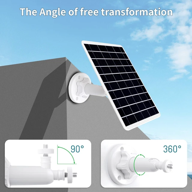 Alt view image 4 of 7 - 2-Pack 8W Solar Panel Compatible with Google Nest Camera Outdoor & Indoor (Battery Version), Solar Power Charger for Google Nest Cam with Indicator Light,13ft Cable IP66 Weatherproof Solar Panel