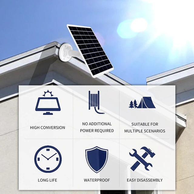 Alt view image 6 of 7 - 2-Pack 8W Solar Panel Compatible with Google Nest Camera Outdoor & Indoor (Battery Version), Solar Power Charger for Google Nest Cam with Indicator Light,13ft Cable IP66 Weatherproof Solar Panel