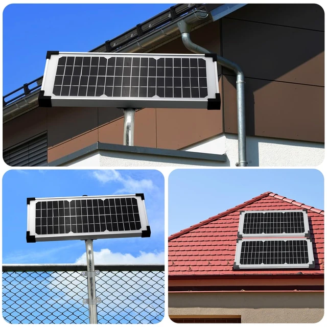 Alt view image 5 of 7 - 10 Watt Solar Panel Kit Replace FM123 for Mighty Mule FM200 FM350 FM500 FM502 MM360 MM260 MM262 MM560 MM562 EZGO-Solar Diamond Series Automatic Gate Openers Electrical Fence