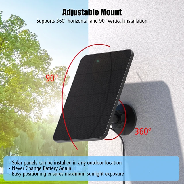 Alt view image 4 of 7 - 4 Pack Solar Panel for Blink Outdoor 2K+/4(4th Gen)/(3rd Gen),XT2/XT Camera | 4W Solar Panel Charger, IP65 Waterproof Rubber Plug, 13.1ft Cable, Adjustable Mount(Camera Not Included)