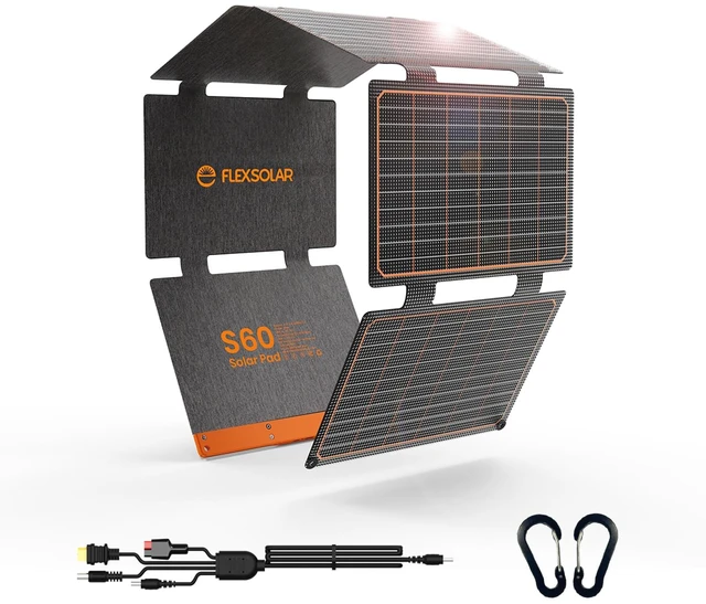 Main image of FlexSolar 60W Foldable Solar Panel,USB-C/USB-A QC3.0/DC 20-28V Port | IP67 Waterproof Solar Panel for RV Camping Backpacking Compatible with Phone Small Power Station