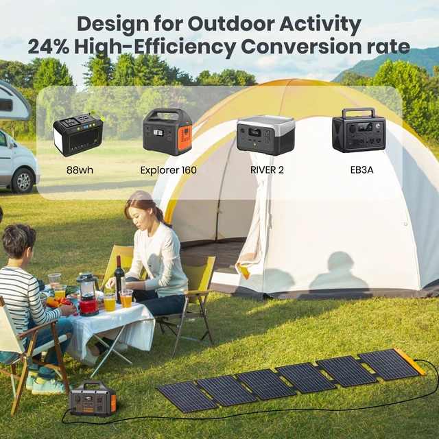 Alt view image 2 of 7 - FlexSolar 60W Foldable Solar Panel,USB-C/USB-A QC3.0/DC 20-28V Port | IP67 Waterproof Solar Panel for RV Camping Backpacking Compatible with Phone Small Power Station