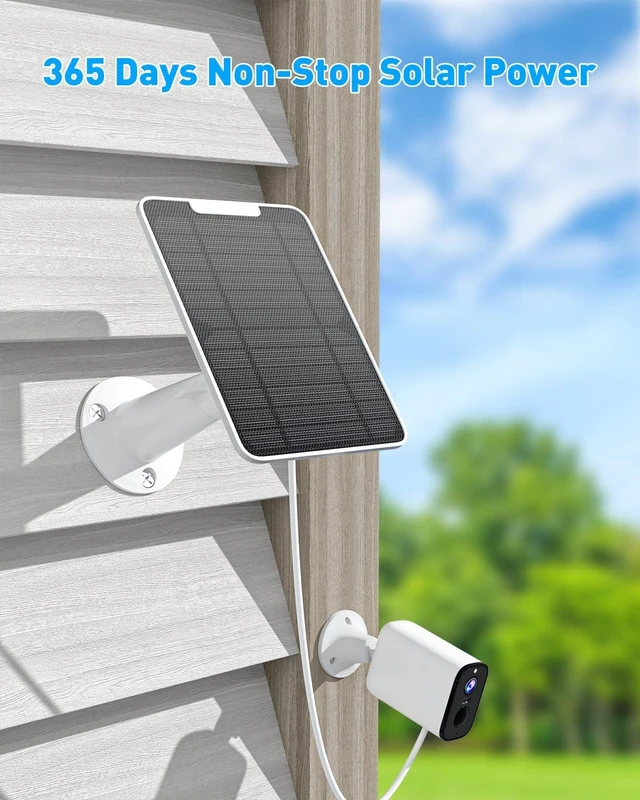 Alt view image 2 of 7 - 5V 6W Solar Panel Charger Compatible with Arlo Pro 4/Pro 3/Pro 3 Floodlight/Ultra/Ultra 2, Continuous Power Supply, 9.8ft Waterproof Power Cable, IP65 Weatherproof, Includes Secure Wall Mount, 3 Pack