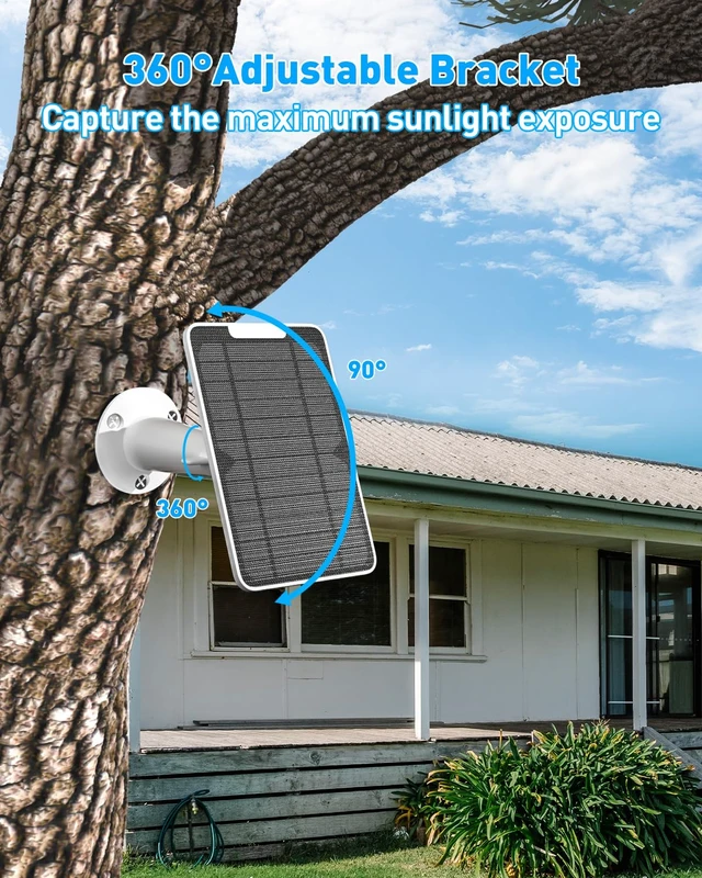 Alt view image 5 of 7 - 5V 6W Solar Panel Charger Compatible with Arlo Pro 4/Pro 3/Pro 3 Floodlight/Ultra/Ultra 2, Continuous Power Supply, 9.8ft Waterproof Power Cable, IP65 Weatherproof, Includes Secure Wall Mount, 3 Pack