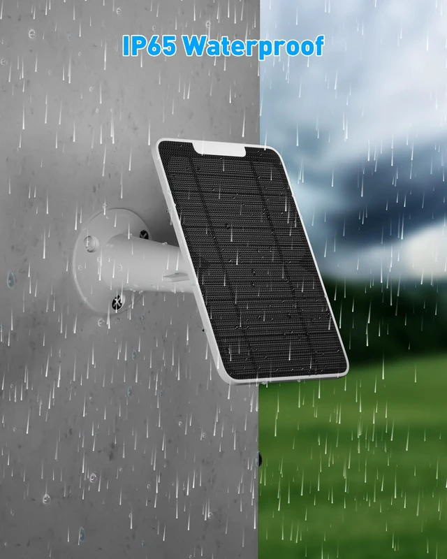 Alt view image 4 of 7 - 5V 6W Solar Panel Charger Compatible with Arlo Pro 4/Pro 3/Pro 3 Floodlight/Ultra/Ultra 2, Continuous Power Supply, 9.8ft Waterproof Power Cable, IP65 Weatherproof, Includes Secure Wall Mount, 3 Pack