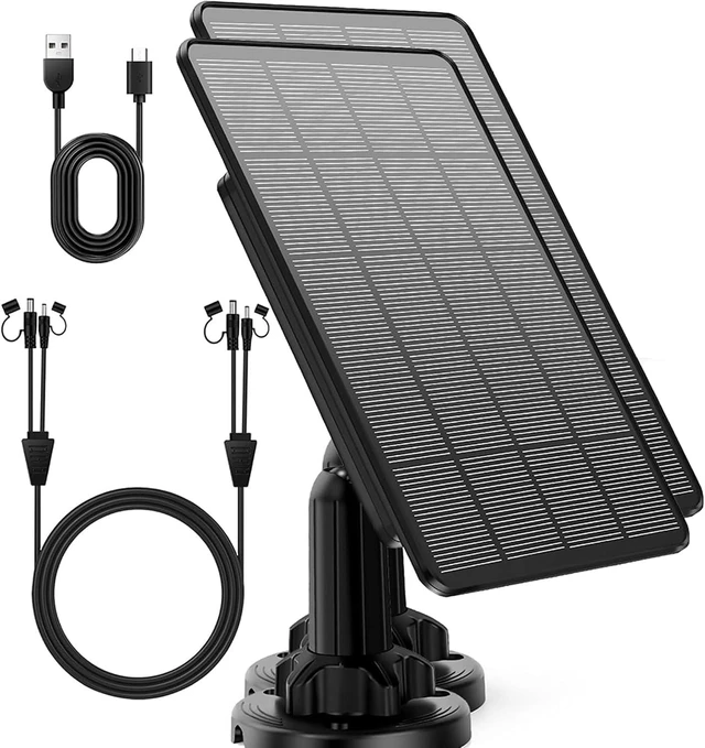 Main image of 2Pack Updated Solar Panel for Trail Cameras, 12V/1A 6V/1.5A with Builtin 4000mAh Rechargeable Lithium Battery,IP66 Waterproof Hunting Accessory,Compatible with Game Cameras & Deer Feeder