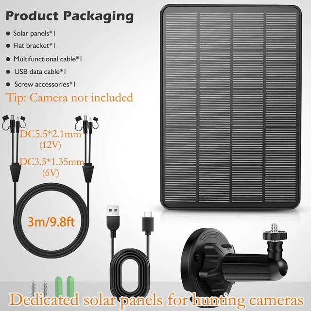 Alt view image 2 of 6 - 2Pack Updated Solar Panel for Trail Cameras, 12V/1A 6V/1.5A with Builtin 4000mAh Rechargeable Lithium Battery,IP66 Waterproof Hunting Accessory,Compatible with Game Cameras & Deer Feeder