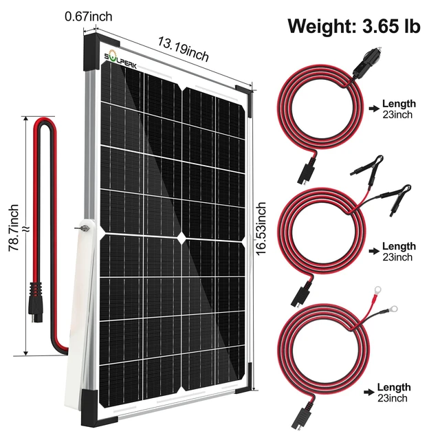 Alt view image 6 of 7 - SOLPERK 25W 12V Solar Battery Charger, Waterpoof Solar Panel Kit with Energy Saving Controller for Car RV Trailer Marine Boat Motorcycle Truck Tractor Etc
