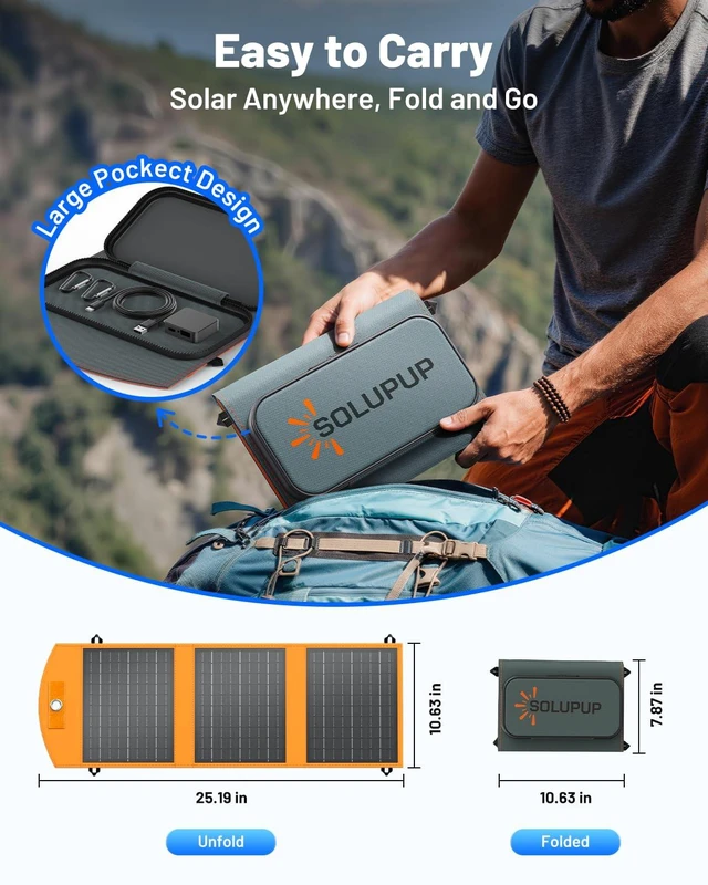 Alt view image 6 of 7 - Solar Panels 30W Portable Foldable Solar Charger with 5V USB-A and USB-C Fast Charging Compatible with iPhone, iPad, Samsung, Power Banks, IPX5 Waterproof Perfect for Camping, Hiking, Outdoor