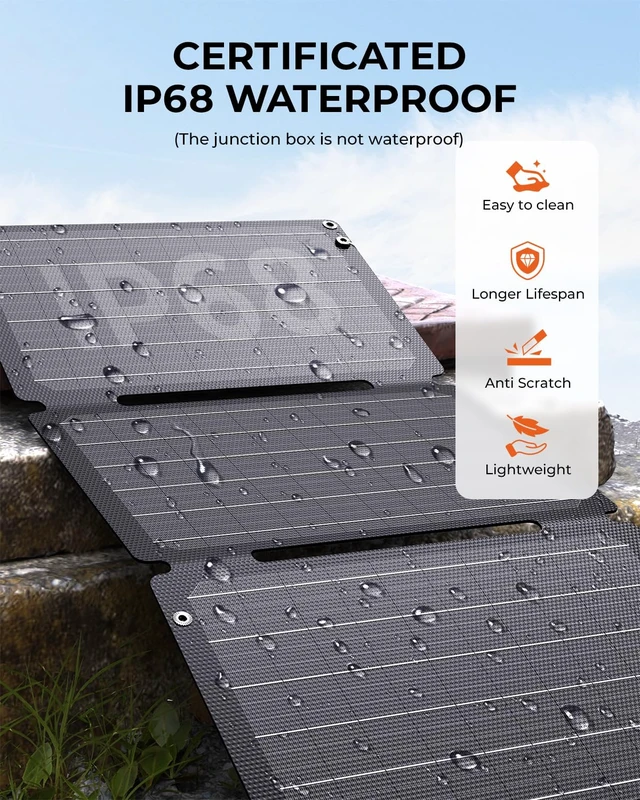 Alt view image 4 of 7 - BigBlue 30W Portable Solar Panel with Fast-Charging USB-A/USB-C/DC Outputs | IP68 Waterproof, Folding and Lightweight, Camping/Backpacking Solar Panel Charger for iPhone, Samsung, LG, iPad, Power Bank