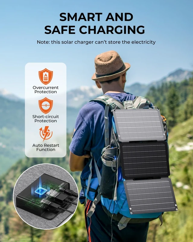 Alt view image 6 of 7 - BigBlue 30W Portable Solar Panel with Fast-Charging USB-A/USB-C/DC Outputs | IP68 Waterproof, Folding and Lightweight, Camping/Backpacking Solar Panel Charger for iPhone, Samsung, LG, iPad, Power Bank