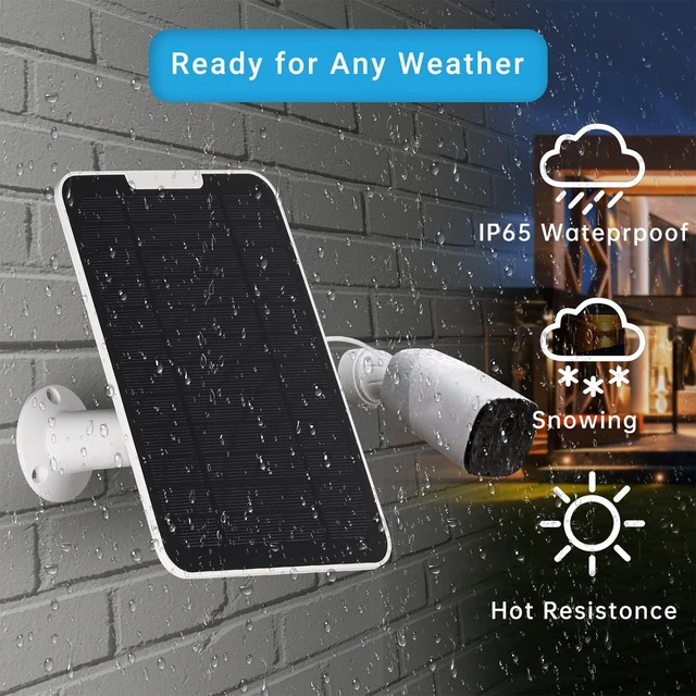 Alt view image 3 of 7 - Upgrade 3 Pack 5W Solar Panel Charging Compatible with Arlo Pro 3/4/5S/Ultra/Ultra 2/Go 2 Continuous Power Supply IP65 Weatherproof with 9.8ft/3m Charging Cable and Adjustable Wall Mount