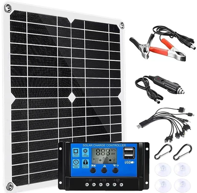 Main image of Svzadipe 200W Solar Panel Kit 12V Dual 5V USB Outputs Solar Panel Controller Combo,with 100A Solar Charge Controller for Boat Motorcycle Home Outdoor Lights RV Outdoor Camera Generators (Black)