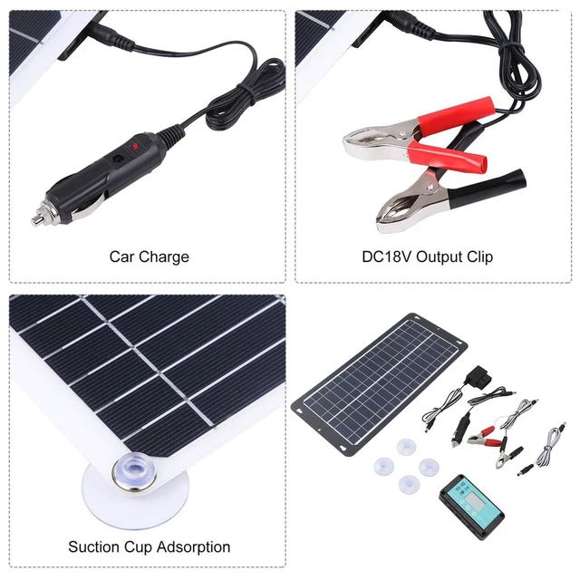 Alt view image 2 of 7 - 30W Solar Panel Kit, Efficient Charging Monocrystalline with OBD Regulator, 12V / 24V Solar Controller, Stable and Sturdy, for Automotive, Outdoor, Camping