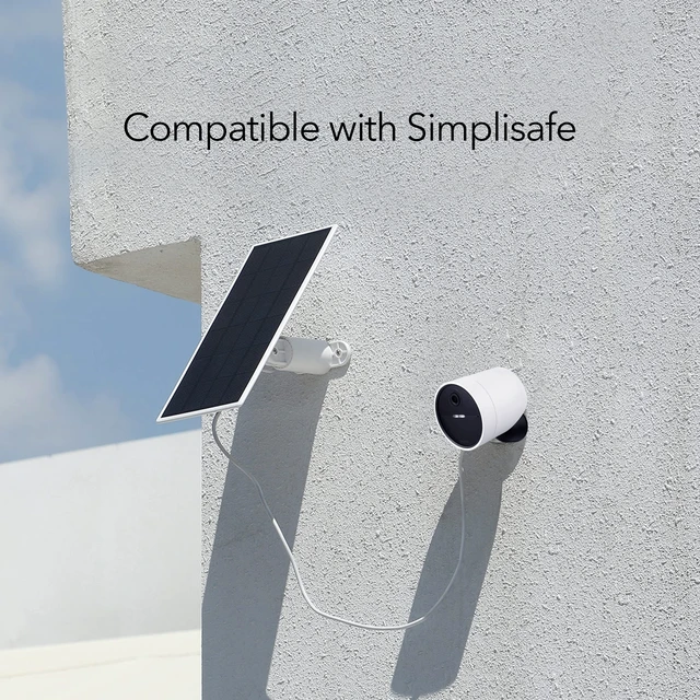Alt view image 7 of 7 - Wasserstein Solar Panel for SimpliSafe Wireless Outdoor Security Camera - Powerful SimpliSafe Outdoor Camera Solar Panel (White, 1 Pack)