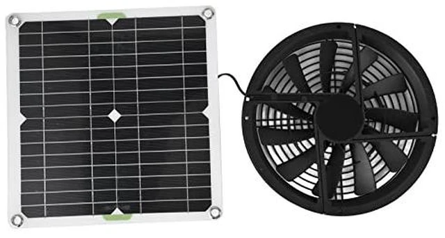 Main image of Diydeg Solar Powered Fan Kit, 100W 12V 10in Cooling Round Solar Panel Exhaust Fan with Fan Cover, 3000 RPM Outdoor Portable Mini Ventilator for Chicken Coops, Greenhouse Shed, Pet
