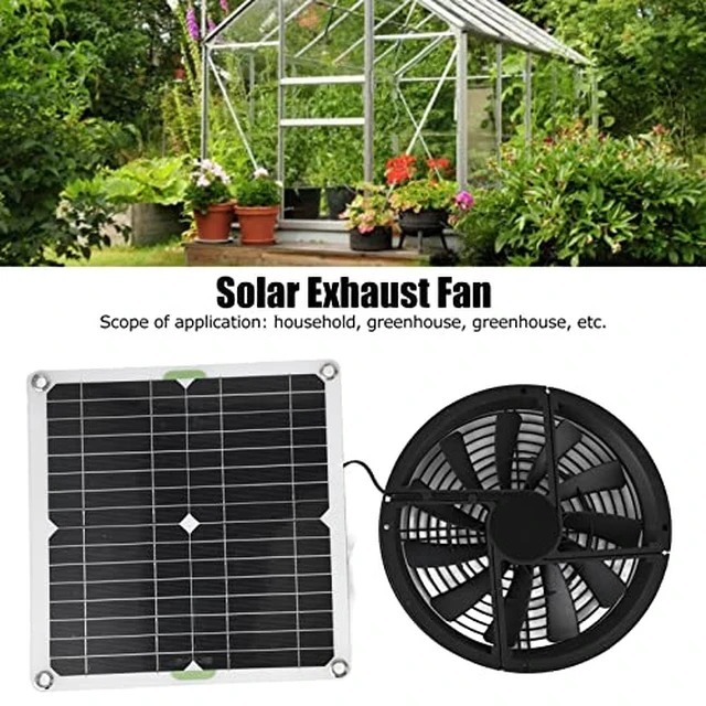 Alt view image 2 of 7 - Diydeg Solar Powered Fan Kit, 100W 12V 10in Cooling Round Solar Panel Exhaust Fan with Fan Cover, 3000 RPM Outdoor Portable Mini Ventilator for Chicken Coops, Greenhouse Shed, Pet