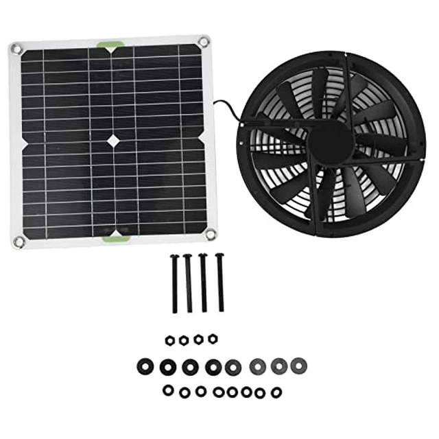 Alt view image 5 of 7 - Diydeg Solar Powered Fan Kit, 100W 12V 10in Cooling Round Solar Panel Exhaust Fan with Fan Cover, 3000 RPM Outdoor Portable Mini Ventilator for Chicken Coops, Greenhouse Shed, Pet