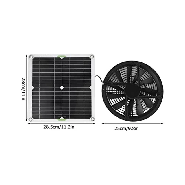 Alt view image 7 of 7 - Diydeg Solar Powered Fan Kit, 100W 12V 10in Cooling Round Solar Panel Exhaust Fan with Fan Cover, 3000 RPM Outdoor Portable Mini Ventilator for Chicken Coops, Greenhouse Shed, Pet
