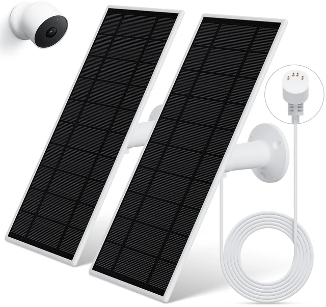 Main image of Loqdivr Solar Panel for Google Nest Camera, 2Pack Upgraded Solar Power Charger for Google Nest Cam Indoor & Outdoor(Battery Version), Flexible Solar Panels with IP65 Waterproof 13.1Ft Charging Cable