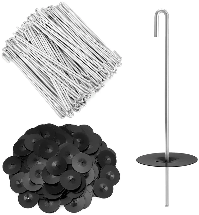 Main image of QWORK 200-Pack Stainless Steel Solar Panel Guard Clips with Self-Locking Washers and J Hooks UV-Protected, Animal Guard Fastener Clips for Bird Wire & Pigeon Fencing, 38mm Clip Width
