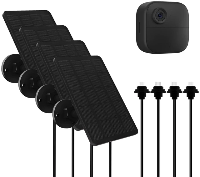 Main image of 4 Pack Solar Panel for Blink Outdoor 4 (4th Gen) Camera, 4W Solar Panels with USB-C Port, Rubber Plug, IP65 Waterproof, 13.12Ft Cable