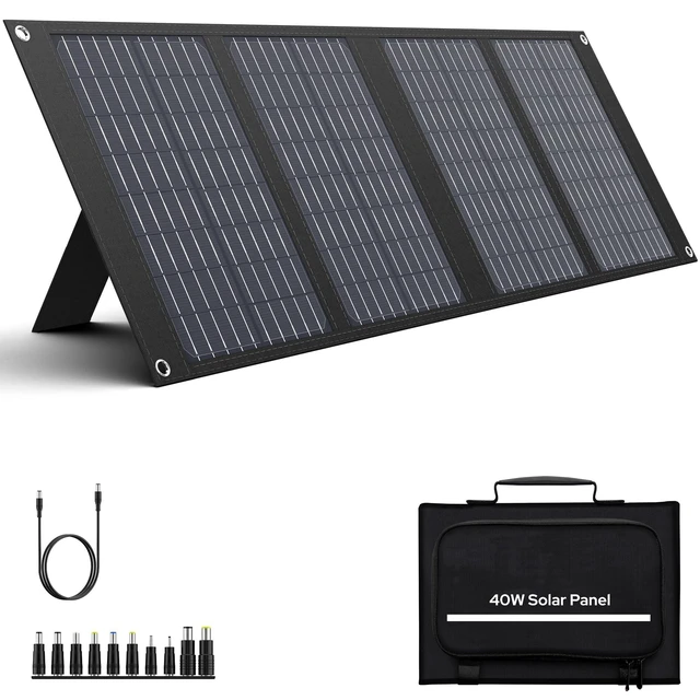 Main image of Portable Solar Panels 40W, Foldable Solar Panel Charger for Power Station | Foldable Solar Panel High Efficiency with Adjustable Kickstands, DC, USB-A and USB-C Outputs for Outdoor Camping Van RV Trip