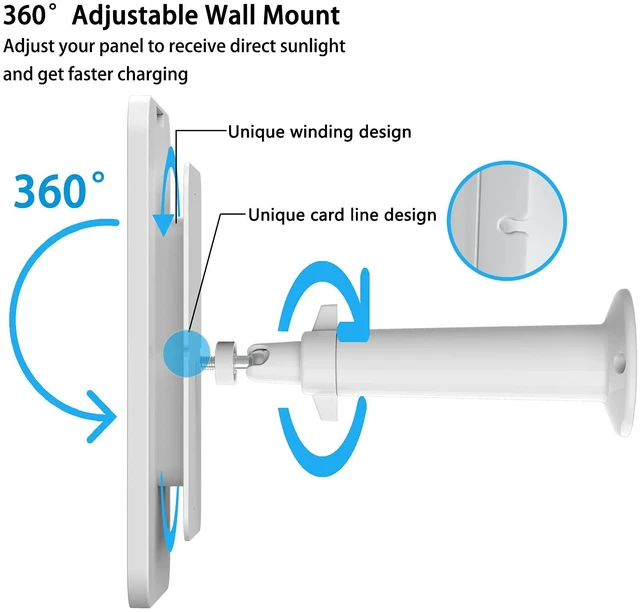 Alt view image 5 of 7 - 4W Solar Panel Charging Compatible with SimpliSafe Outdoor Security Camera only, with 13.1ft Waterproof Charging Micro-USB Head Cable, IP65 Weatherproof,Includes Secure Wall Mount(White)