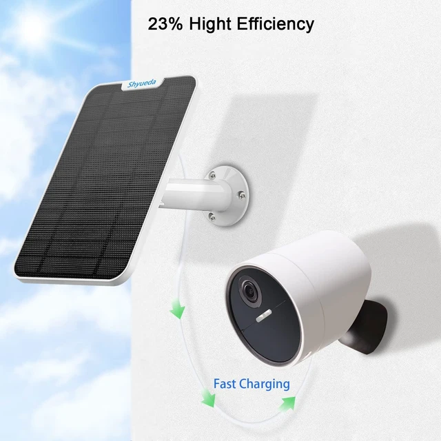 Alt view image 4 of 7 - 4W Solar Panel Charging Compatible with SimpliSafe Outdoor Security Camera only, with 13.1ft Waterproof Charging Micro-USB Head Cable, IP65 Weatherproof,Includes Secure Wall Mount(White)