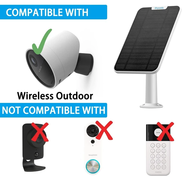 Alt view image 3 of 7 - 4W Solar Panel Charging Compatible with SimpliSafe Outdoor Security Camera only, with 13.1ft Waterproof Charging Micro-USB Head Cable, IP65 Weatherproof,Includes Secure Wall Mount(White)
