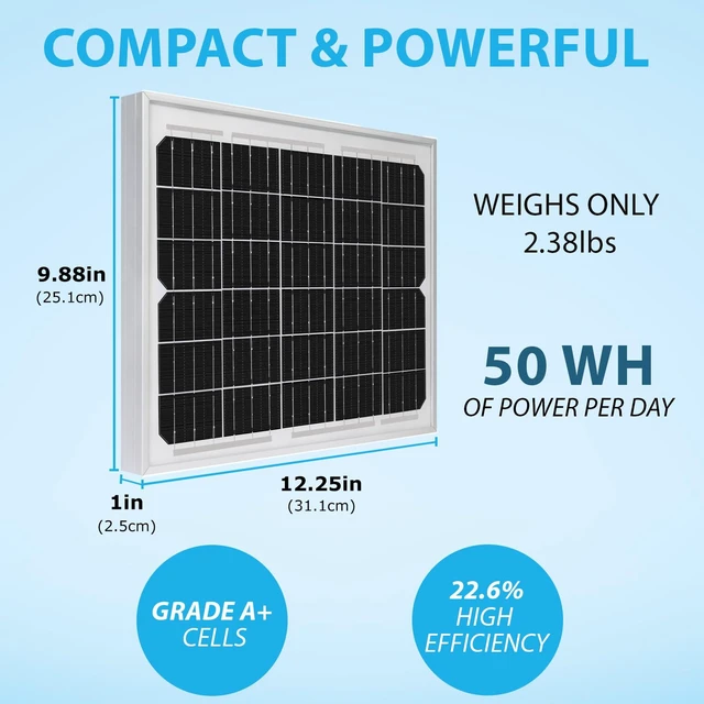 Alt view image 2 of 7 - Mighty Max Battery 10 Watt 12 Volt, High Efficiency Monocrystalline Solar Panel with Solar Connectors for RV, Marine, Rooftop Farm, Home and Many Other Off-Grid Applications and More..