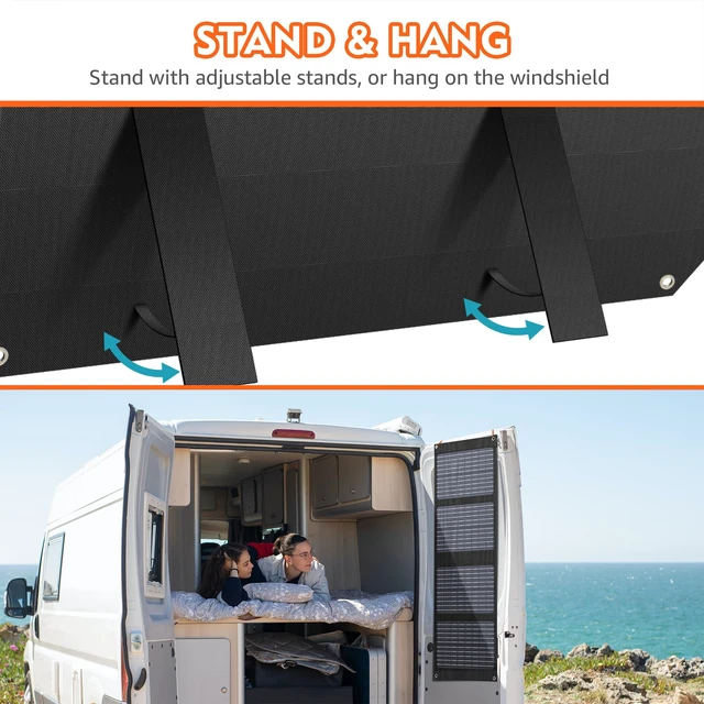 Alt view image 7 of 7 - Portable Solar Panels 40W, Foldable Solar Panel Charger for Power Station | Foldable Solar Panel High Efficiency with Adjustable Kickstands, DC, USB-A and USB-C Outputs for Outdoor Camping Van RV Trip