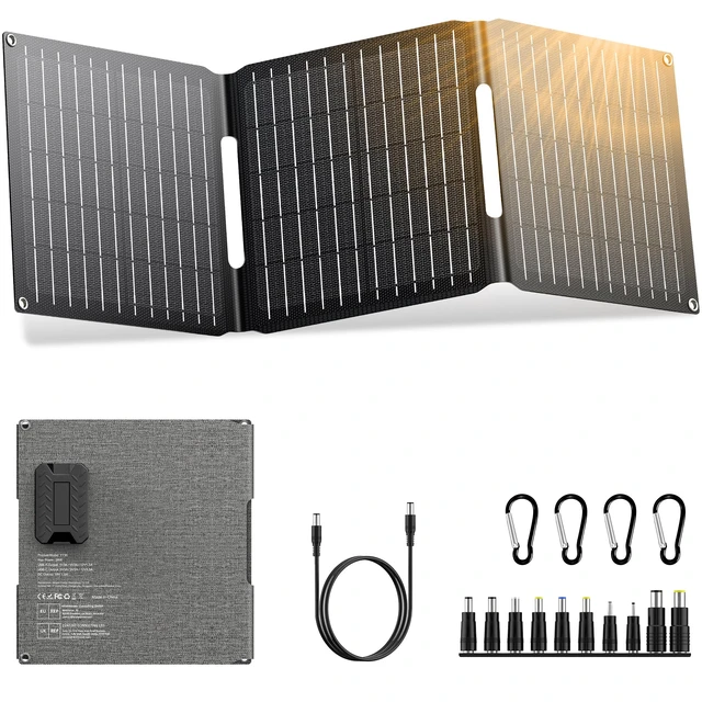 Main image of Portable Solar Panel Charger 30W, Foldable Solar Panel Kit with DC/USB C/USB A Output for Power Bank Station Phone Tablet, High Efficiency Waterproof Solar Panel for Camping RV Van Backpacking
