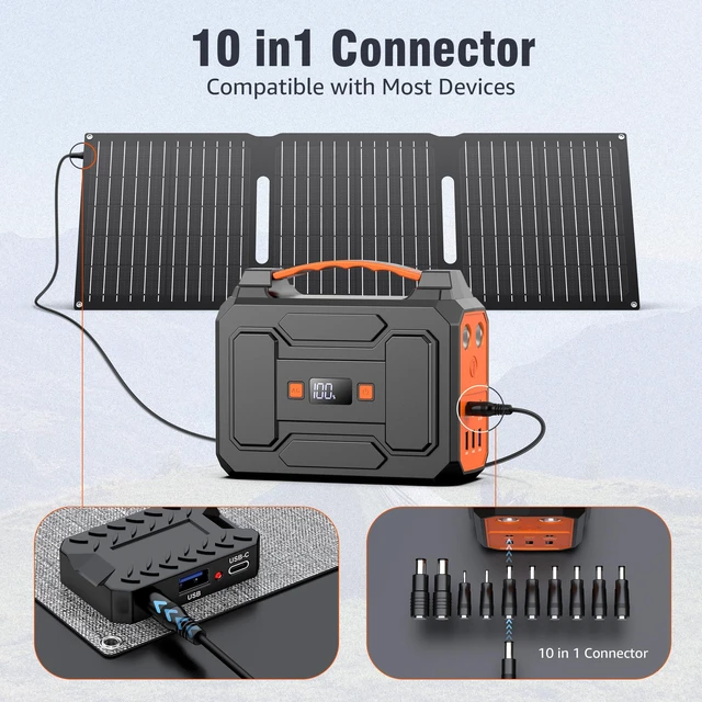 Alt view image 5 of 7 - Portable Solar Panel Charger 30W, Foldable Solar Panel Kit with DC/USB C/USB A Output for Power Bank Station Phone Tablet, High Efficiency Waterproof Solar Panel for Camping RV Van Backpacking