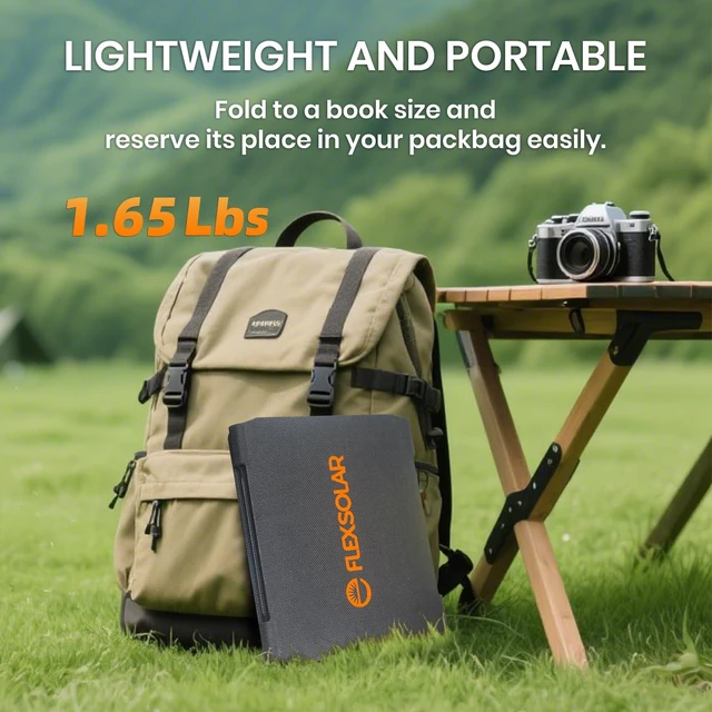 Alt view image 3 of 7 - FlexSolar 40W Portable Solar Panel Charger - Upgraded Fast Charging with USB-C PD2.0, QC3.0 & 19V DC for Power Stations, Phones, Power Banks, IP67 Waterproof Foldable for Camping, Hiking, RV