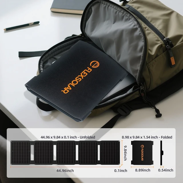 Alt view image 5 of 7 - FlexSolar 40W Portable Solar Panel Charger - Upgraded Fast Charging with USB-C PD2.0, QC3.0 & 19V DC for Power Stations, Phones, Power Banks, IP67 Waterproof Foldable for Camping, Hiking, RV