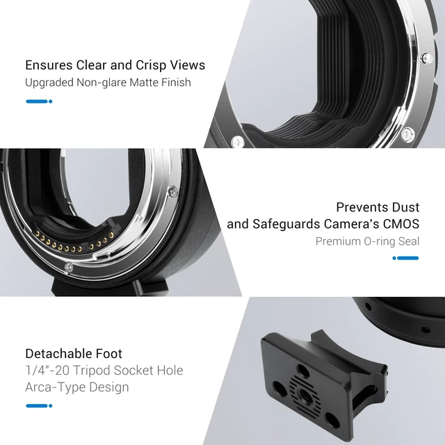 Alt view image 6 of 6 - JJC EF-EOS R Lens Mount Adapter for Canon EF/EF-S Lens to Canon RF Camera | for EOS R50V R50 R100 R5 R6 Mark III II RP R3 R7 R8 Mark II R10, Metal Material, Auto Focus, with 1/4"-20 & Arca Tripod Foot
