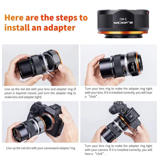 Alt view image 7 of 7 - K&F Concept Lens Mount Adapter OM-E Manual Focus Compatible with Olympus OM SLR Lens and Sony E Camera Body