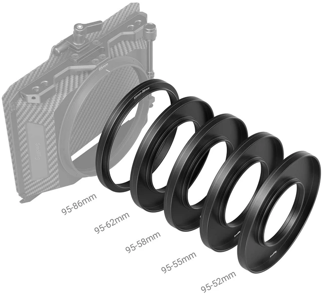 Alt view image 3 of 3 - SmallRig Lens Adapter Ring Kit for Matte Box 3196 | with Filter Thread for CPL Filter ND Filter, 52mm / 55mm / 58mm / 62mm / 86-95mm Matte Box Adapter